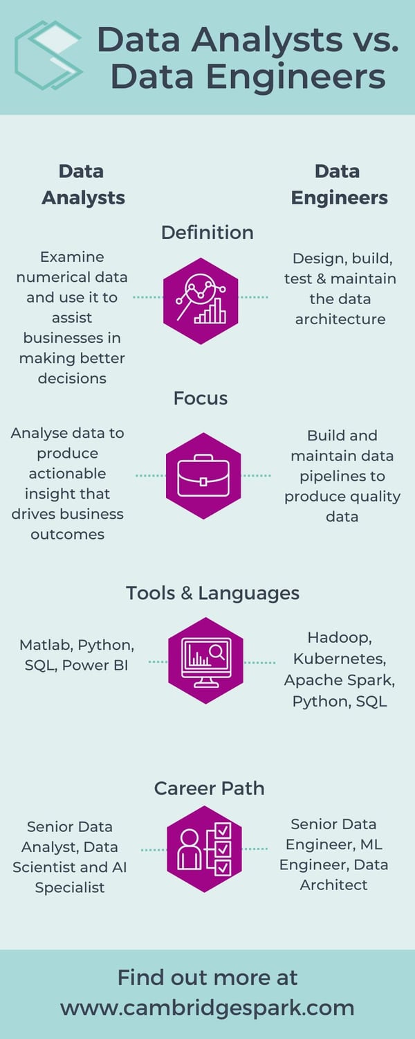 Data Analysts vs Data Engineers Infographic