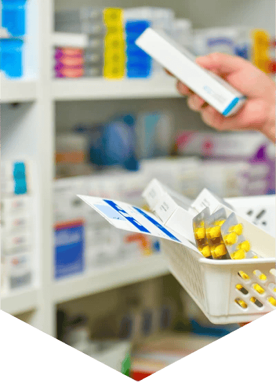 Pharmacist handling medications