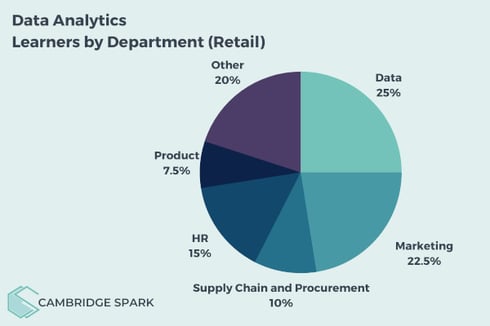 Coloured pie chart showing breakdown of retail learners on data analytics apprenticeship programme
