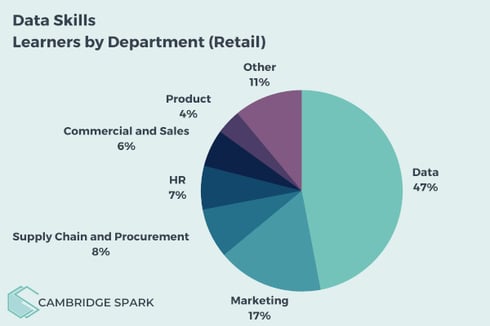 Coloured pie chart showing breakdown of retail learners on data skills apprenticeship programme
