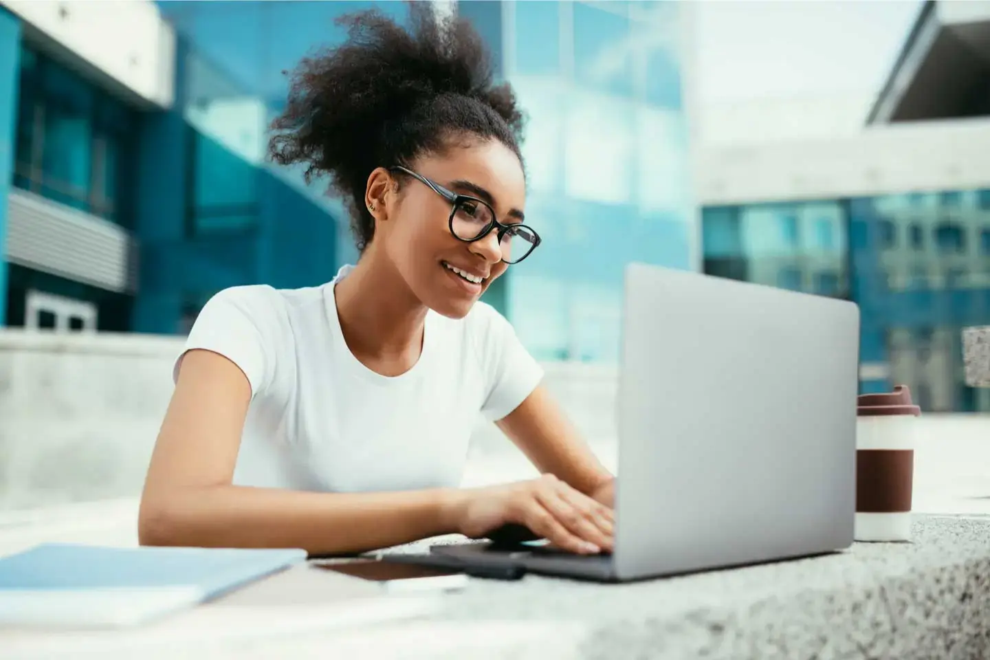 Professional learning AI skills on a laptop