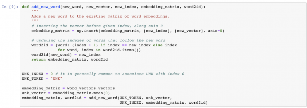 Adding a new representation to the matrix of all other embeddings