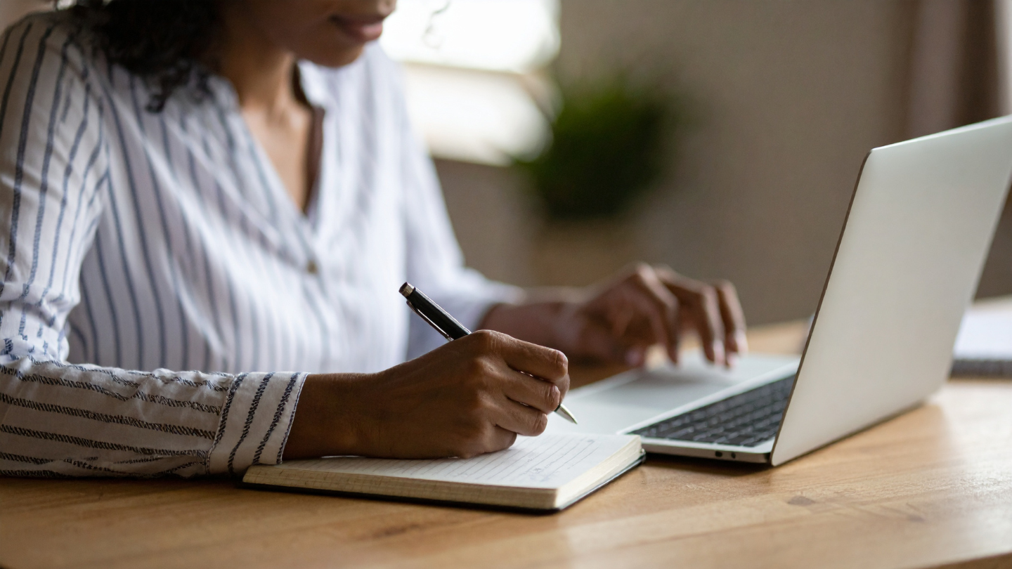 Woman working on laptop