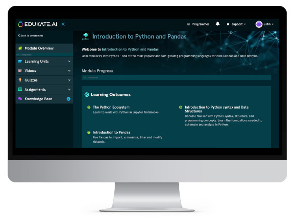 Computer screen showing EDUKATE.AI user interface Computer screen showing EDUKATE.AI user interface